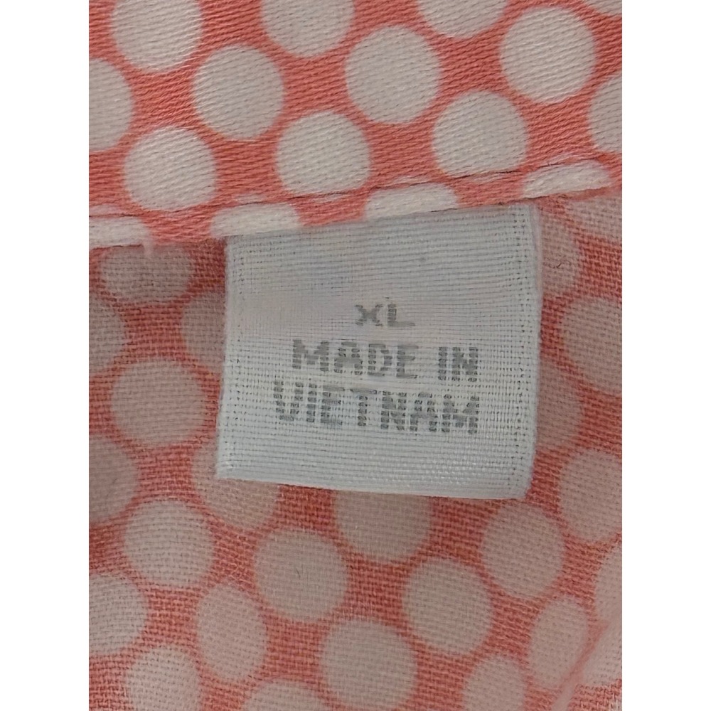 New York & Company Womens Coral Polka Dot Ruched V-Neck 3/4 Sleeve Shirt Sz XL - Picture 8 of 10